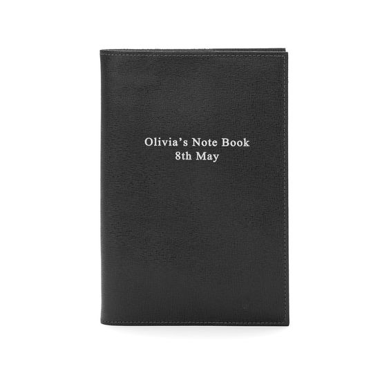 A5 Refillable Leather Journal in Black Saffiano from Aspinal of London