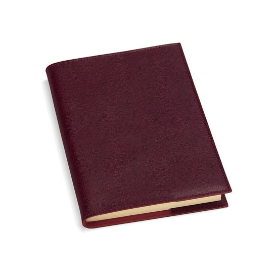 A5 Refillable Leather Journal in Burgundy Saffiano from Aspinal of London