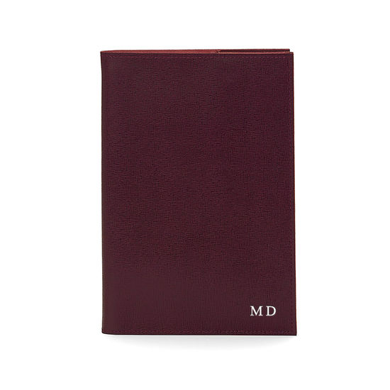 A5 Refillable Leather Journal in Burgundy Saffiano from Aspinal of London