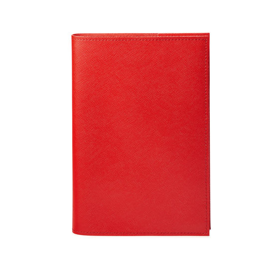 A5 Refillable Leather Journal in Scarlet Saffiano from Aspinal of London