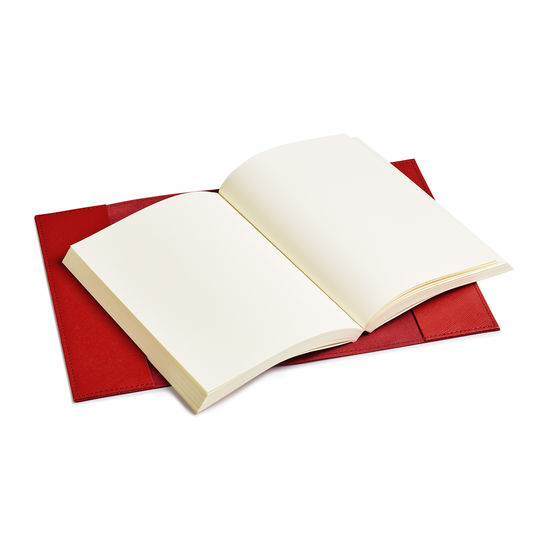 A5 Refillable Leather Journal in Scarlet Saffiano from Aspinal of London