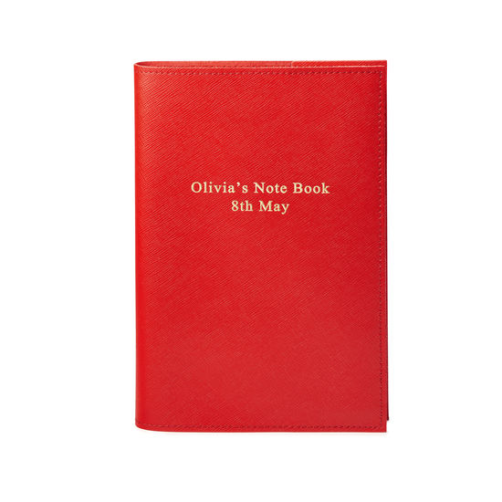 A5 Refillable Leather Journal in Scarlet Saffiano from Aspinal of London