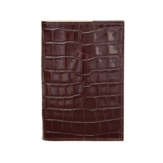 A5 Refillable Leather Journal in Deep Shine Amazon Brown Croc from Aspinal of London