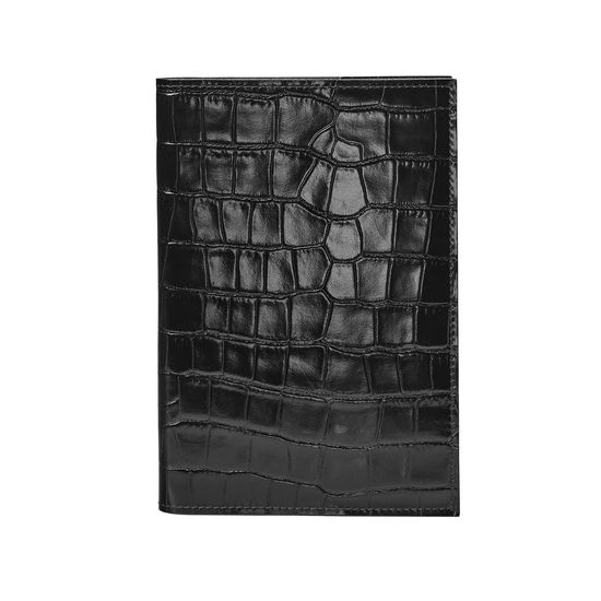 A5 Refillable Leather Journal in Deep Shine Black Croc from Aspinal of London