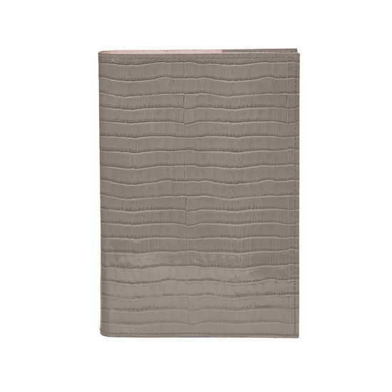 A5 Refillable Leather Journal in Deep Shine Warm Grey Small Croc from Aspinal of London