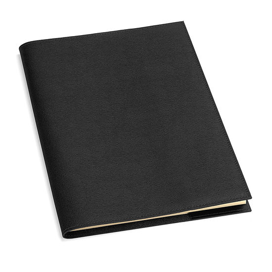 A4 Refillable Leather Journal in Black Saffiano from Aspinal of London