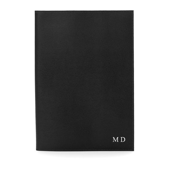 A4 Refillable Leather Journal in Black Saffiano from Aspinal of London