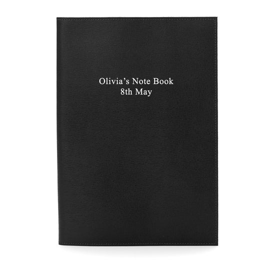 A4 Refillable Leather Journal in Black Saffiano from Aspinal of London