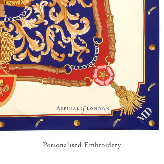 Aspinal Signature Shield Silk Scarf in Blue from Aspinal of London
