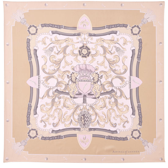 Aspinal Signature Shield Silk Scarf in Nude from Aspinal of London