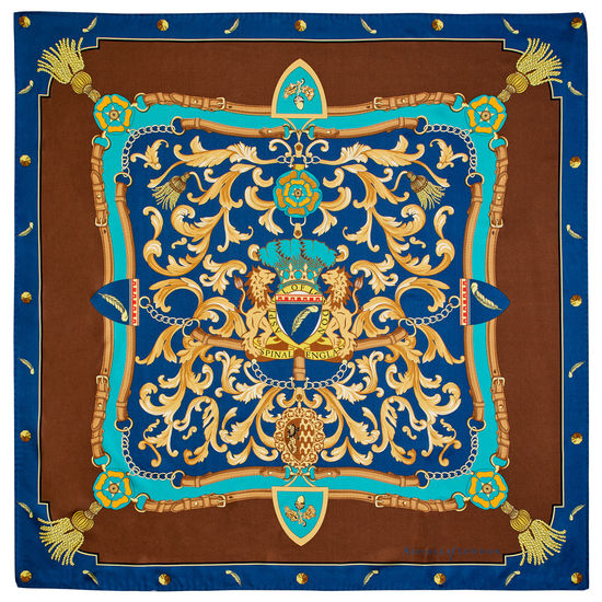 Aspinal Signature Shield Silk Scarf in Teal from Aspinal of London