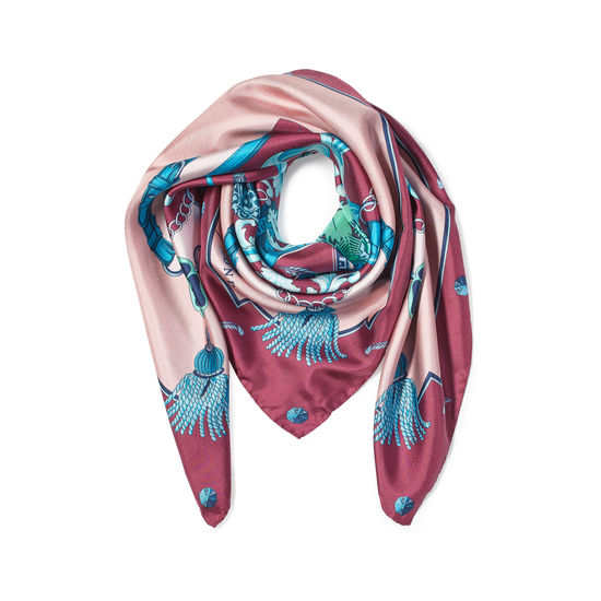 Aspinal Signature Shield Silk Scarf in Bordeaux from Aspinal of London