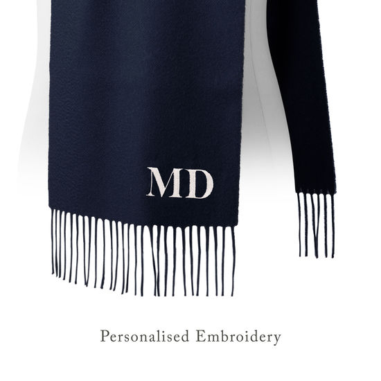 Pure Cashmere Scarf in Navy Blue from Aspinal of London
