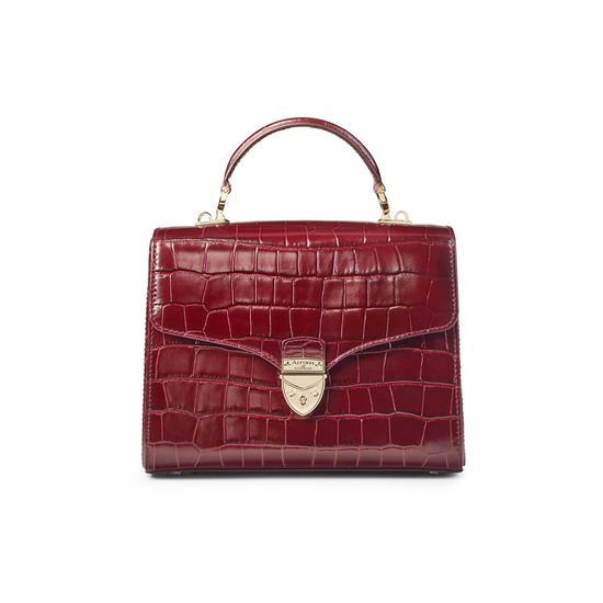 Mayfair Bag in Deep Shine Bordeaux Croc from Aspinal of London
