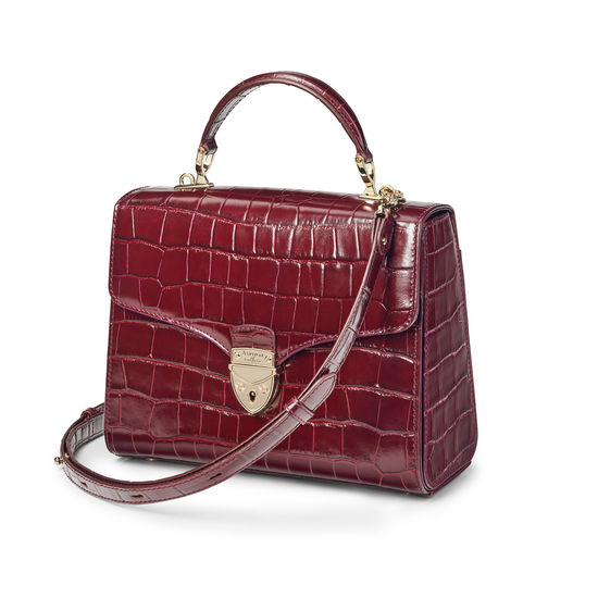 Mayfair Bag in Deep Shine Bordeaux Croc from Aspinal of London