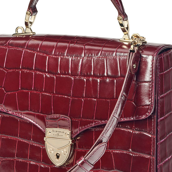 Mayfair Bag in Deep Shine Bordeaux Croc from Aspinal of London