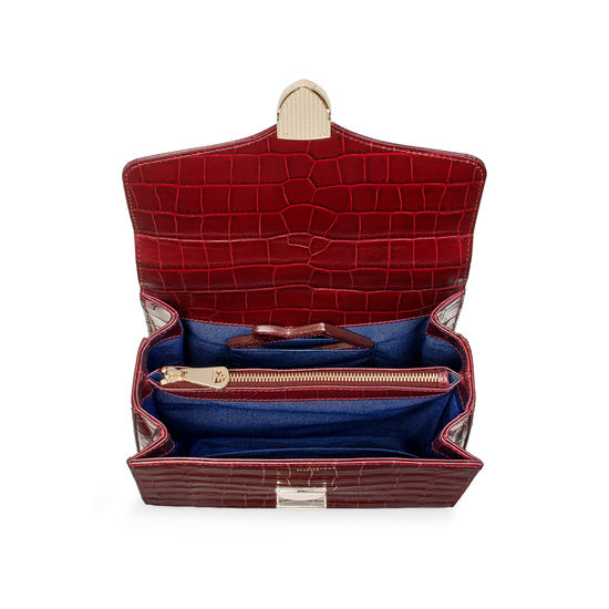 Mayfair Bag in Deep Shine Bordeaux Croc from Aspinal of London