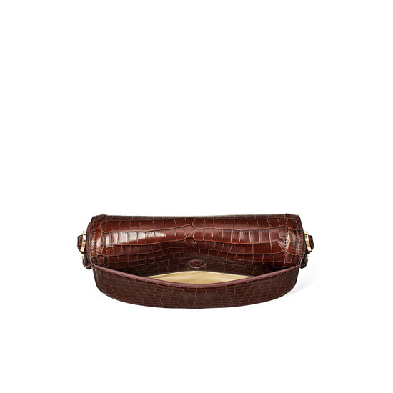 Stella Satchel in Deep Shine Chestnut Small Croc from Aspinal of London