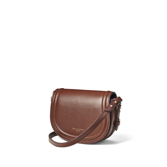Small Stella Satchel in Chestnut Pebble from Aspinal of London