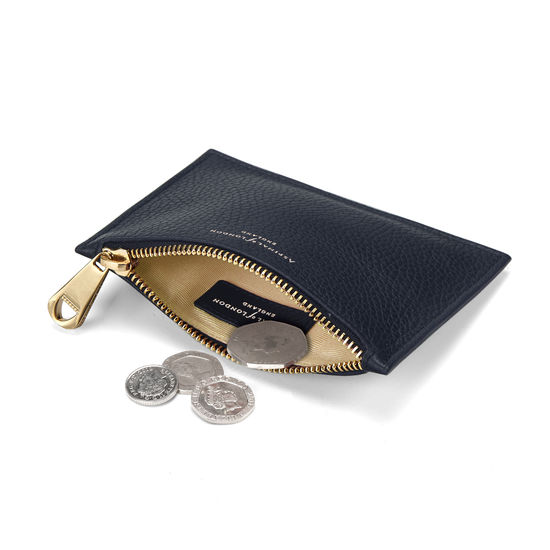 Small Essential Flat Pouch in Navy Pebble from Aspinal of London
