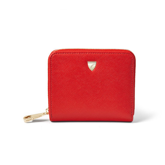 Slim Mini Continental Purse in Scarlet Saffiano from Aspinal of London