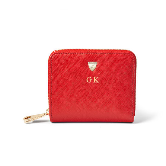 Slim Mini Continental Purse in Scarlet Saffiano from Aspinal of London