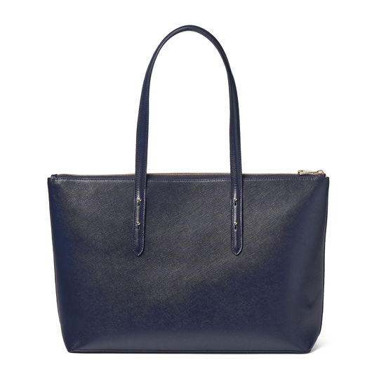 Zipped Regent Tote in Navy Saffiano from Aspinal of London