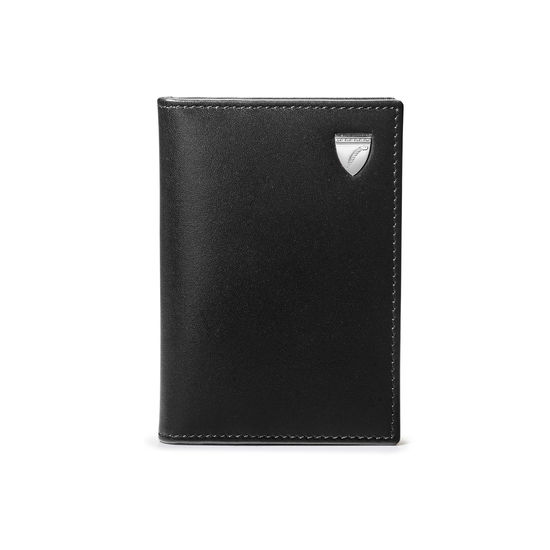Double Fold Credit Card Holder in Smooth Black & Red Land Snake from Aspinal of London