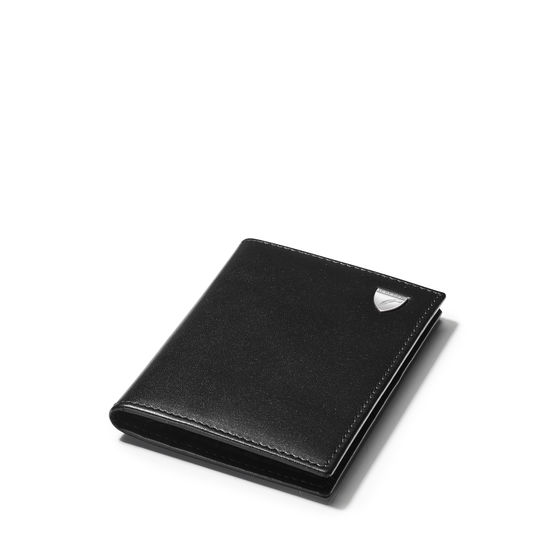 Double Fold Credit Card Holder in Smooth Black & Red Land Snake from Aspinal of London