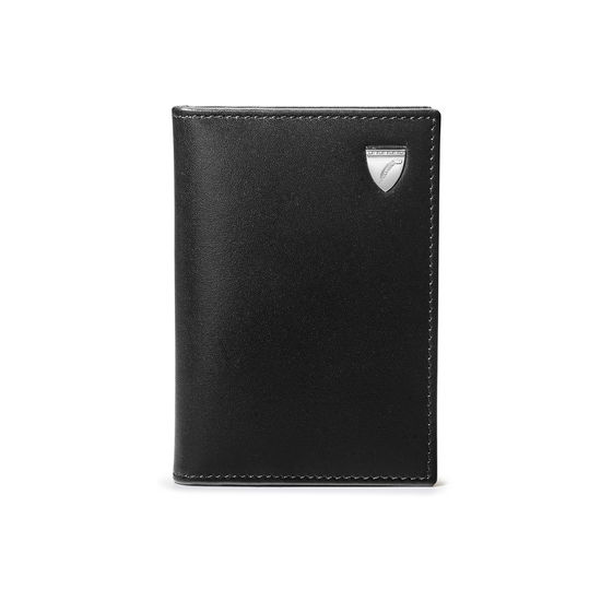 Double Fold Credit Card Holder in Smooth Black from Aspinal of London