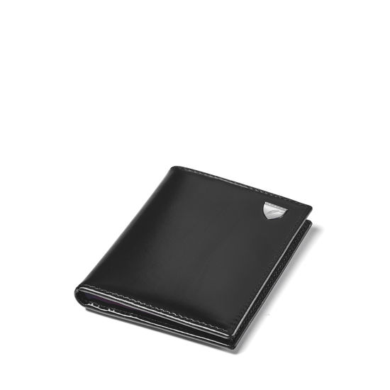 Double Fold Credit Card Holder in Smooth Black from Aspinal of London