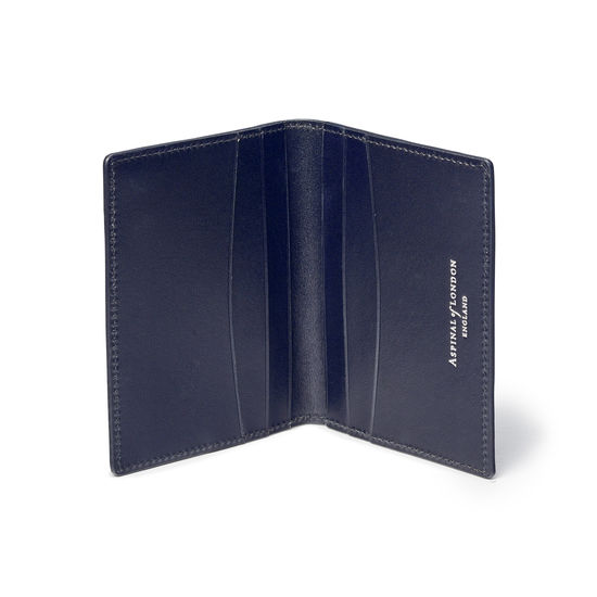 Double Fold Credit Card Holder in Navy Saffiano from Aspinal of London
