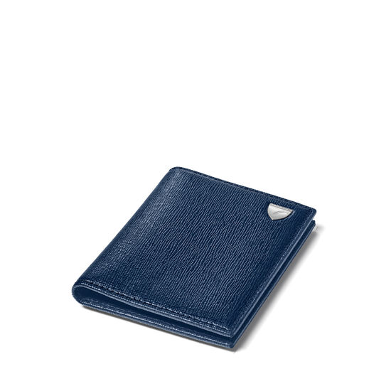Double Fold Credit Card Holder in Navy Saffiano from Aspinal of London