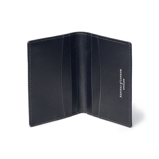 Double Fold Credit Card Holder in Black Saffiano from Aspinal of London