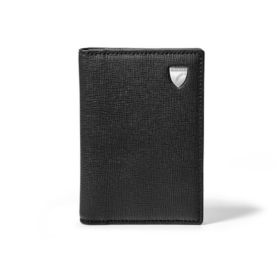 Double Fold Credit Card Holder in Black Saffiano from Aspinal of London