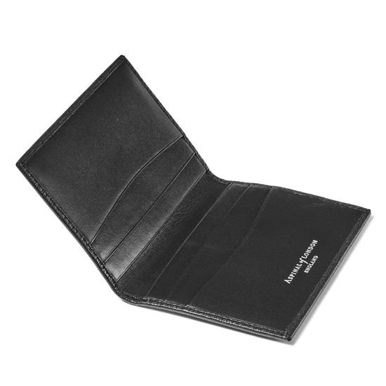 Double Fold Credit Card Holder in Black Saffiano from Aspinal of London