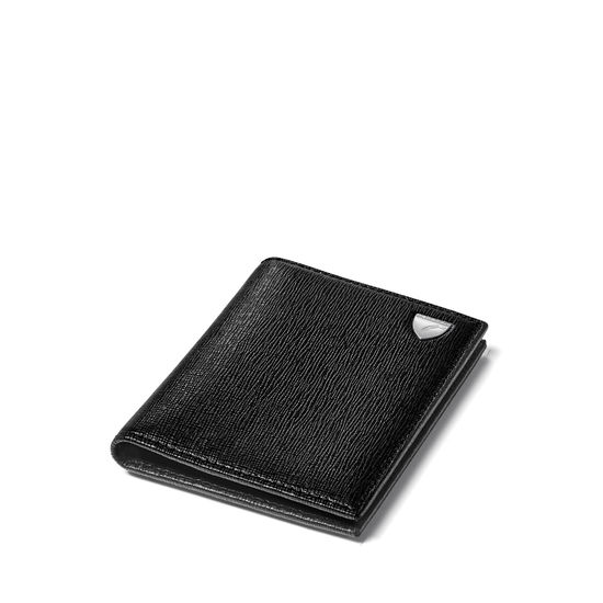 Double Fold Credit Card Holder in Black Saffiano from Aspinal of London