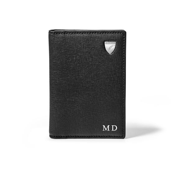 Double Fold Credit Card Holder in Black Saffiano from Aspinal of London