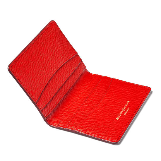 Double Fold Credit Card Holder in Scarlet Saffiano from Aspinal of London