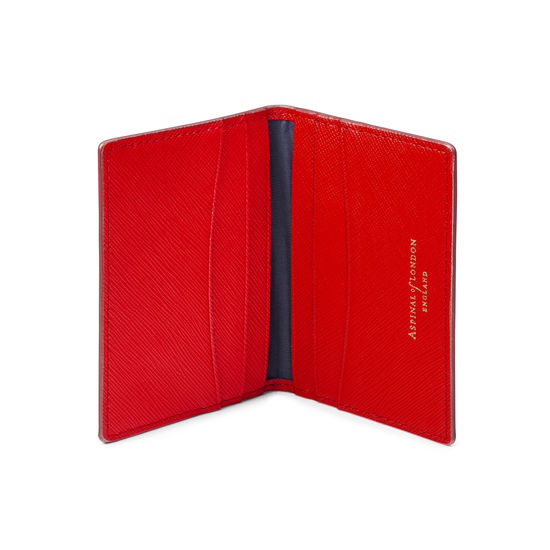 Double Fold Credit Card Case in Scarlet Saffiano from Aspinal of London
