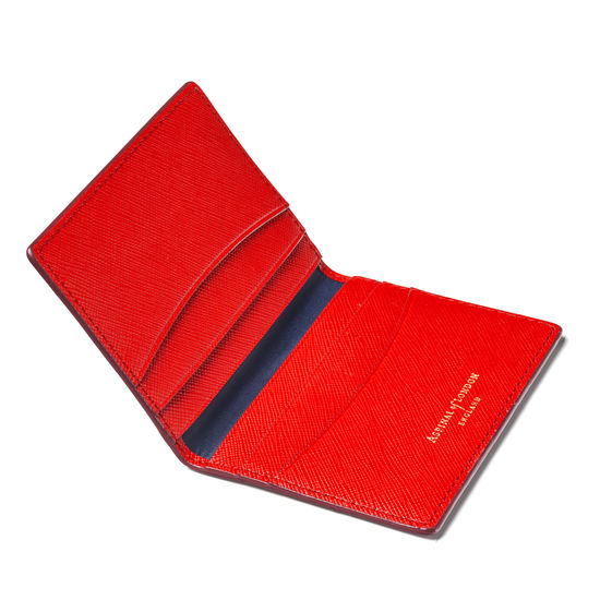 Double Fold Credit Card Case in Scarlet Saffiano from Aspinal of London
