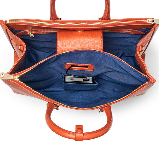 Madison Tote in Marmalade Pebble from Aspinal of London