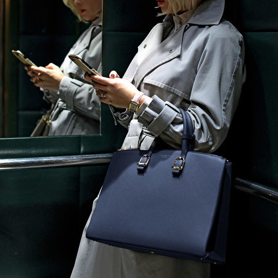 Madison Tote in Marmalade Pebble from Aspinal of London