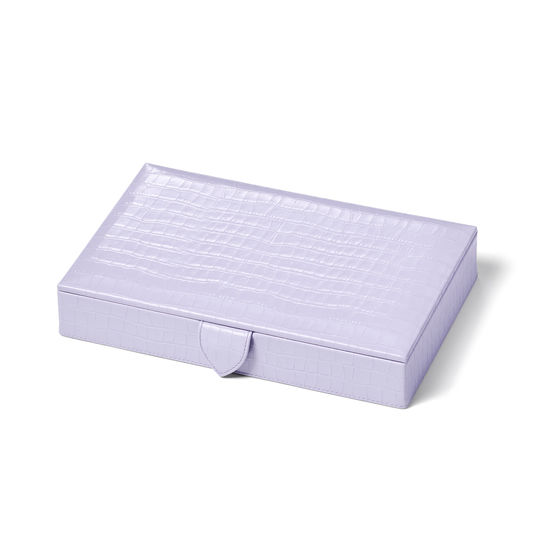 Paris Jewellery Box in Deep Shine English Lavender Small Croc from Aspinal of London