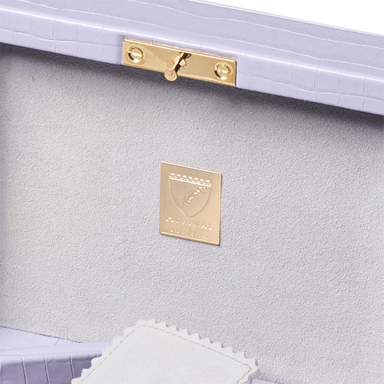 Bijou Jewellery Box in Deep Shine English Lavender Small Croc from Aspinal of London