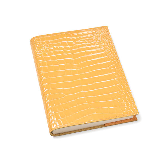 A5 Refillable Leather Journal in Meadow Patent Croc from Aspinal of London