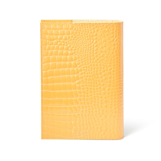 A5 Refillable Leather Journal in Meadow Patent Croc from Aspinal of London