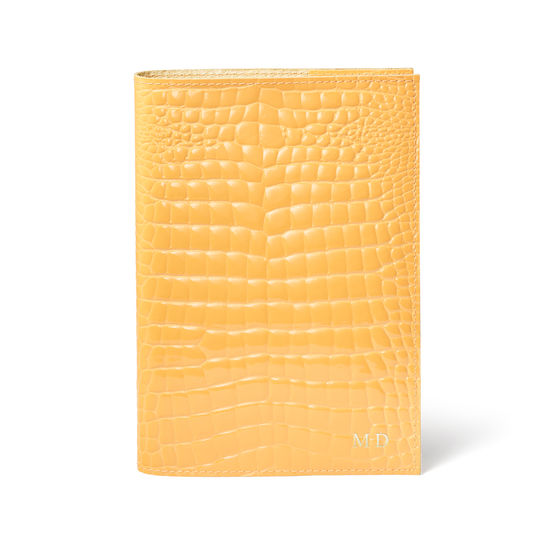 A5 Refillable Leather Journal in Meadow Patent Croc from Aspinal of London
