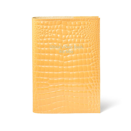 A5 Refillable Leather Journal in Meadow Patent Croc from Aspinal of London