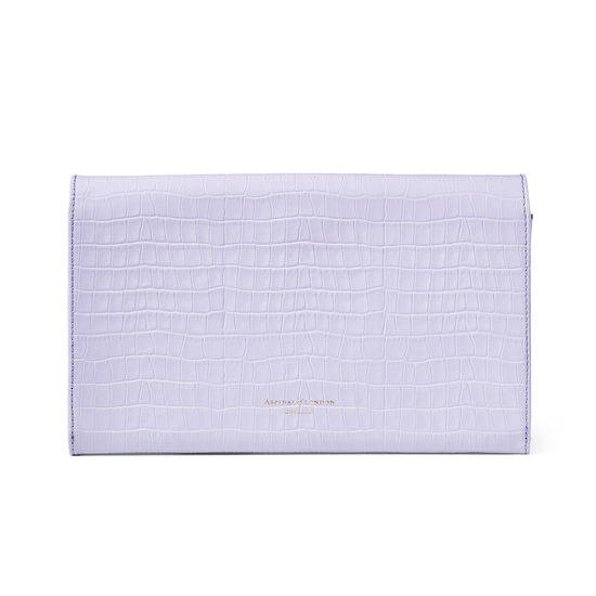 Travel Wallet with Removable Inserts in Deep Shine English Lavender Small Croc from Aspinal of London